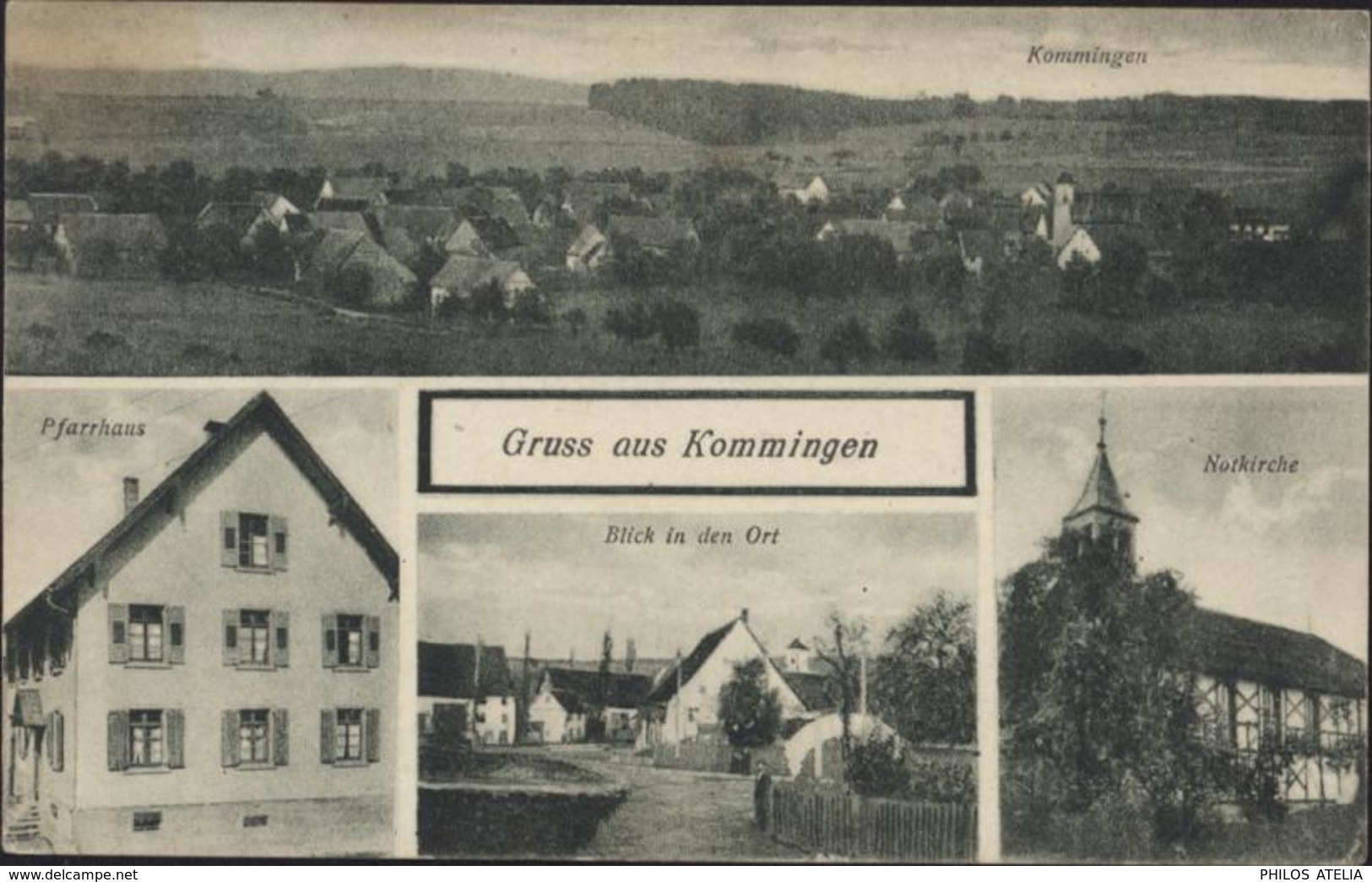 CPA Allemagne Gruss Aus Kommingen Pfarrhaus Notkirche Blick In Den Ort YT 84 85 2 8 1920 - Villingen - Schwenningen