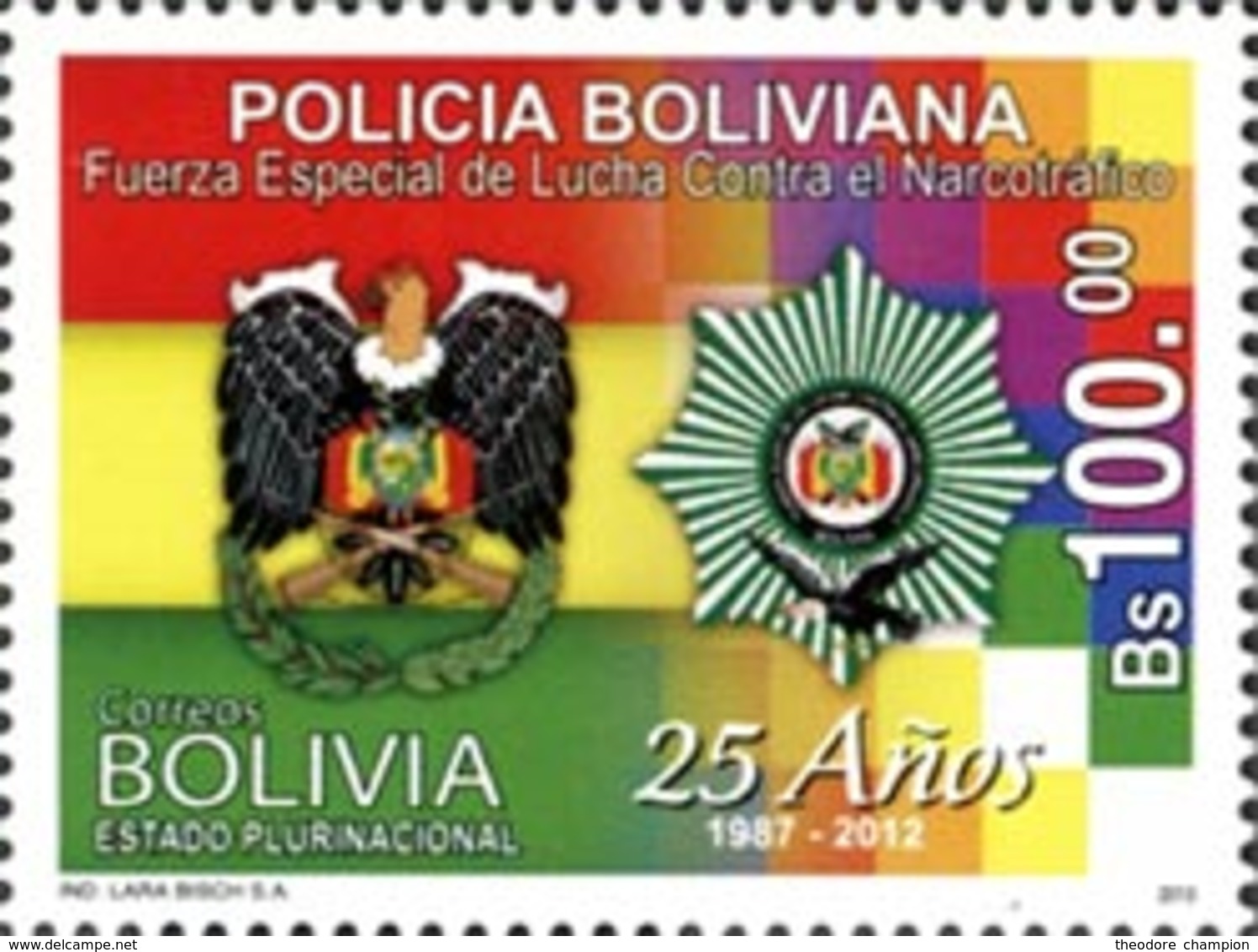 BOLIVIE Police Antinarcotique 1v 13 Neuf ** MNH - Bolivie