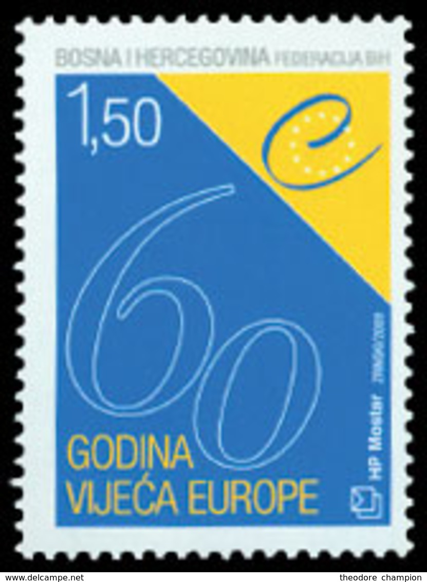 BOSNIE CROATE 60ans Conseil De L'Europe 1v Neuf ** MNH - Bosnie-Herzegovine