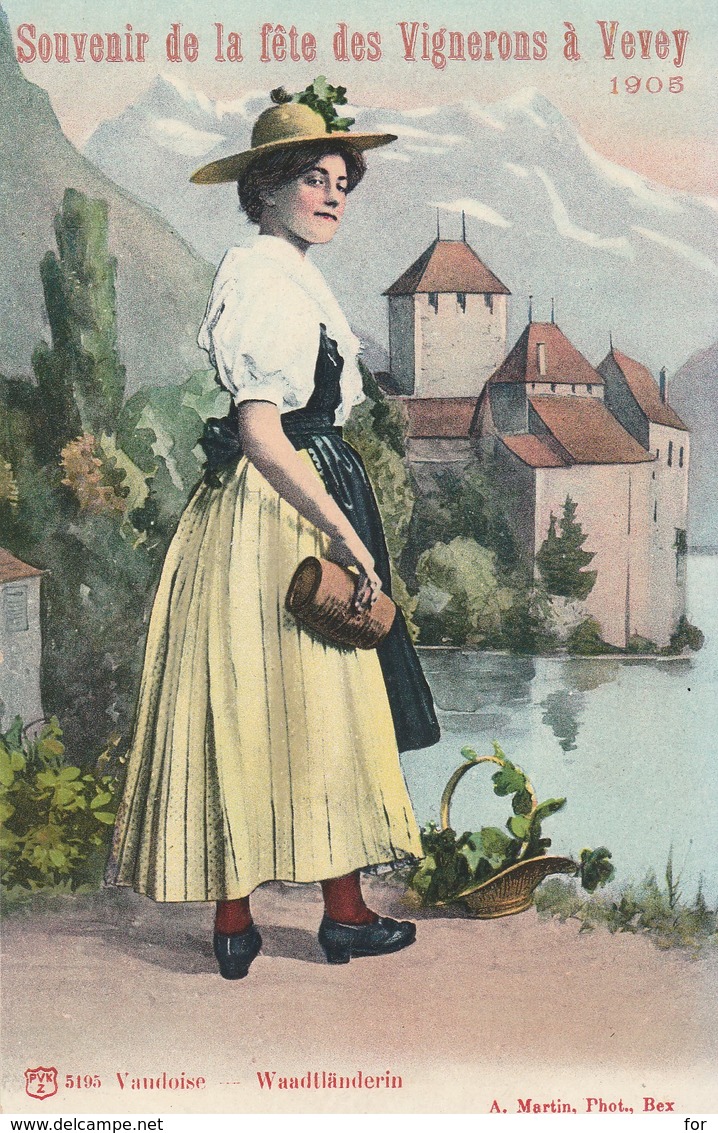 VD Vaud : VEVEY : Souvenir De La Féte Des Vignerons à Vevey 1905 - Vaudoise En Costume - Waadtlanderin ( Folklore ) - Vevey