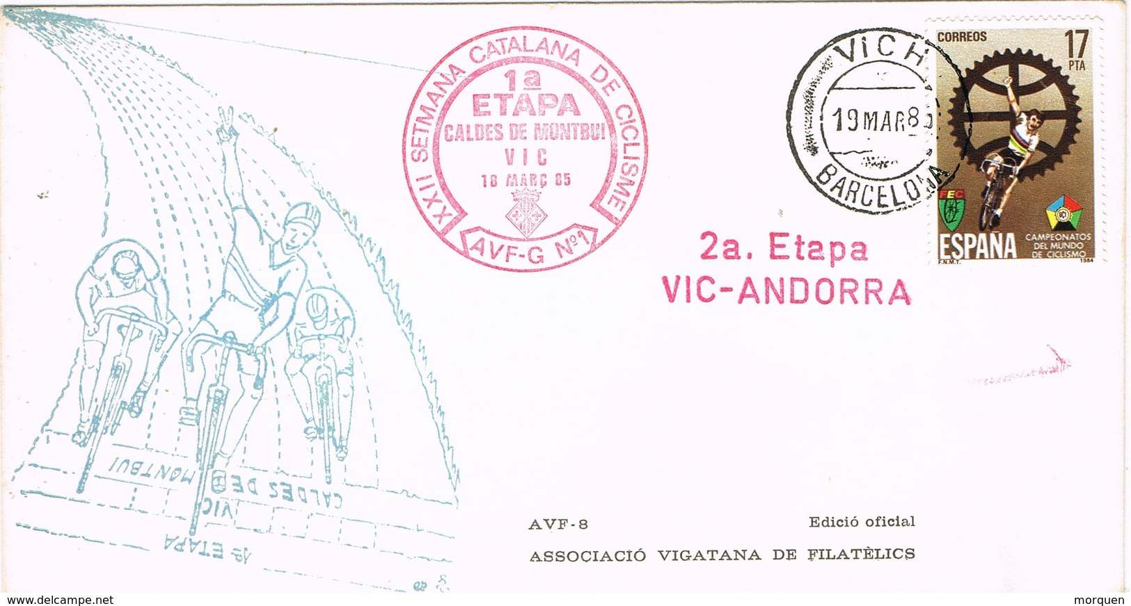 33648. Carta VICH (Barcelona) 1985, Semana Catalana Ciclismo, 2ª Etapa Vic A Andorra - Cartas & Documentos