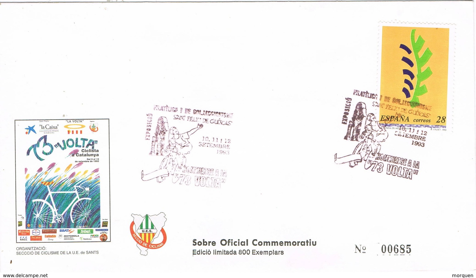 33649. Carta SANT FELIU De GUIXOLS (Gerona) 1983, Homenaje A La VOLTA 73. Ciclismo - Cartas & Documentos