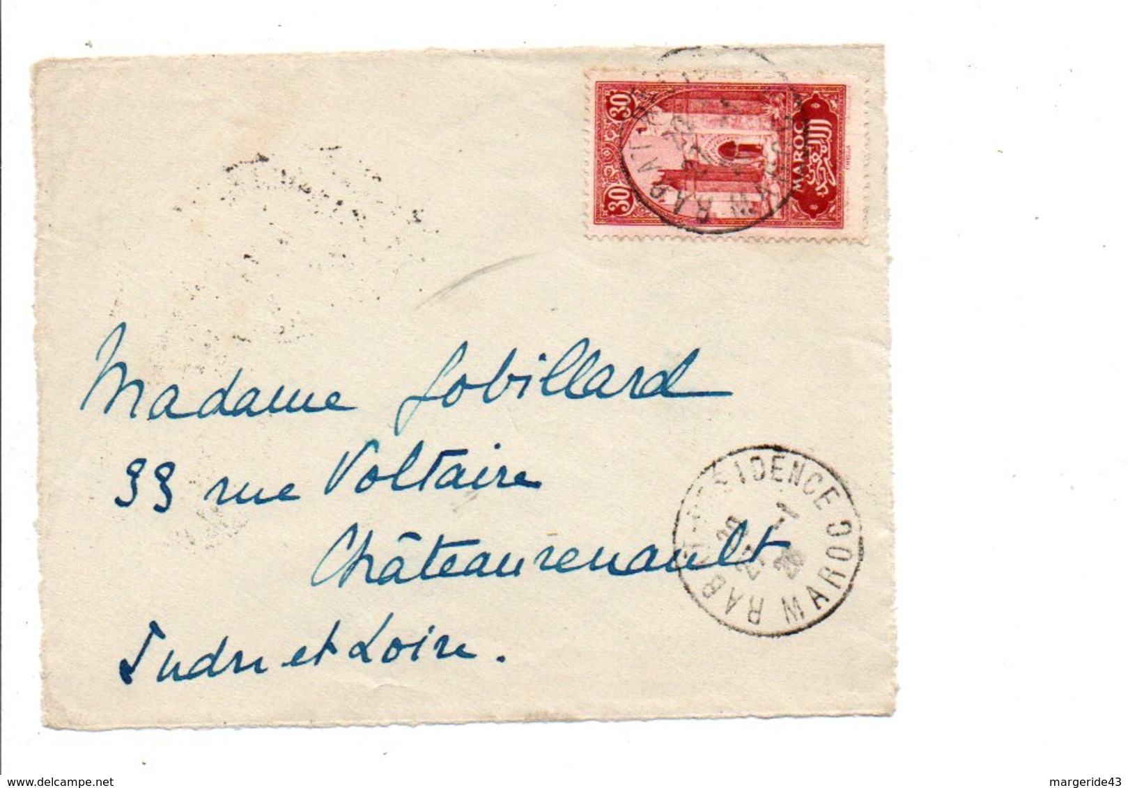 MAROC DEVANT DE LETTRE DE RABAT RESIDENCE 1926 - Briefe U. Dokumente
