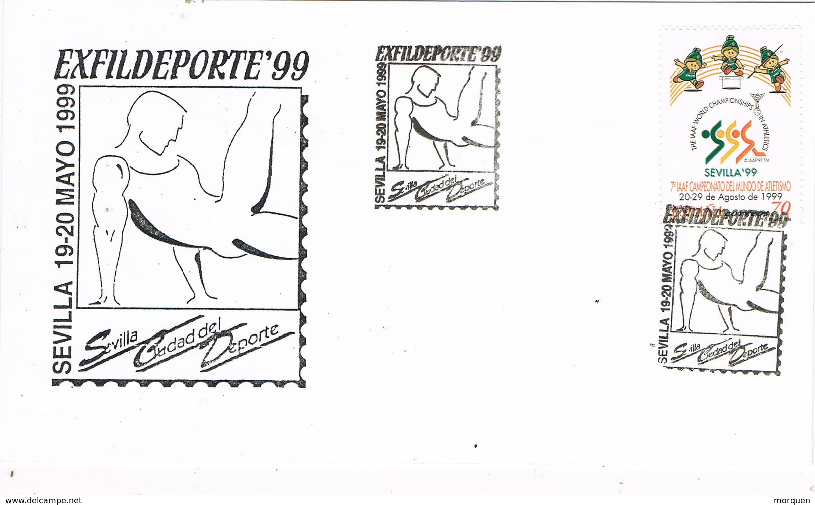 33652. Carta Exposicion SEVILLA 1999. Exfildeporte 99, Campeonato Atletismo - Cartas & Documentos