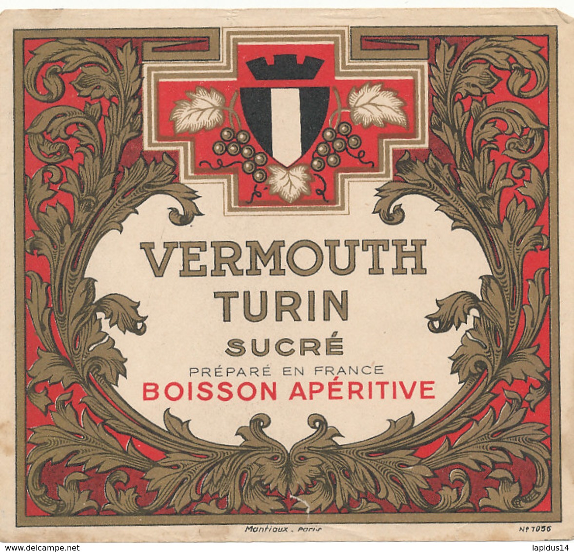 AN 536 / ETIQUETTE   VERMOUTH  TURIN - Autres & Non Classés