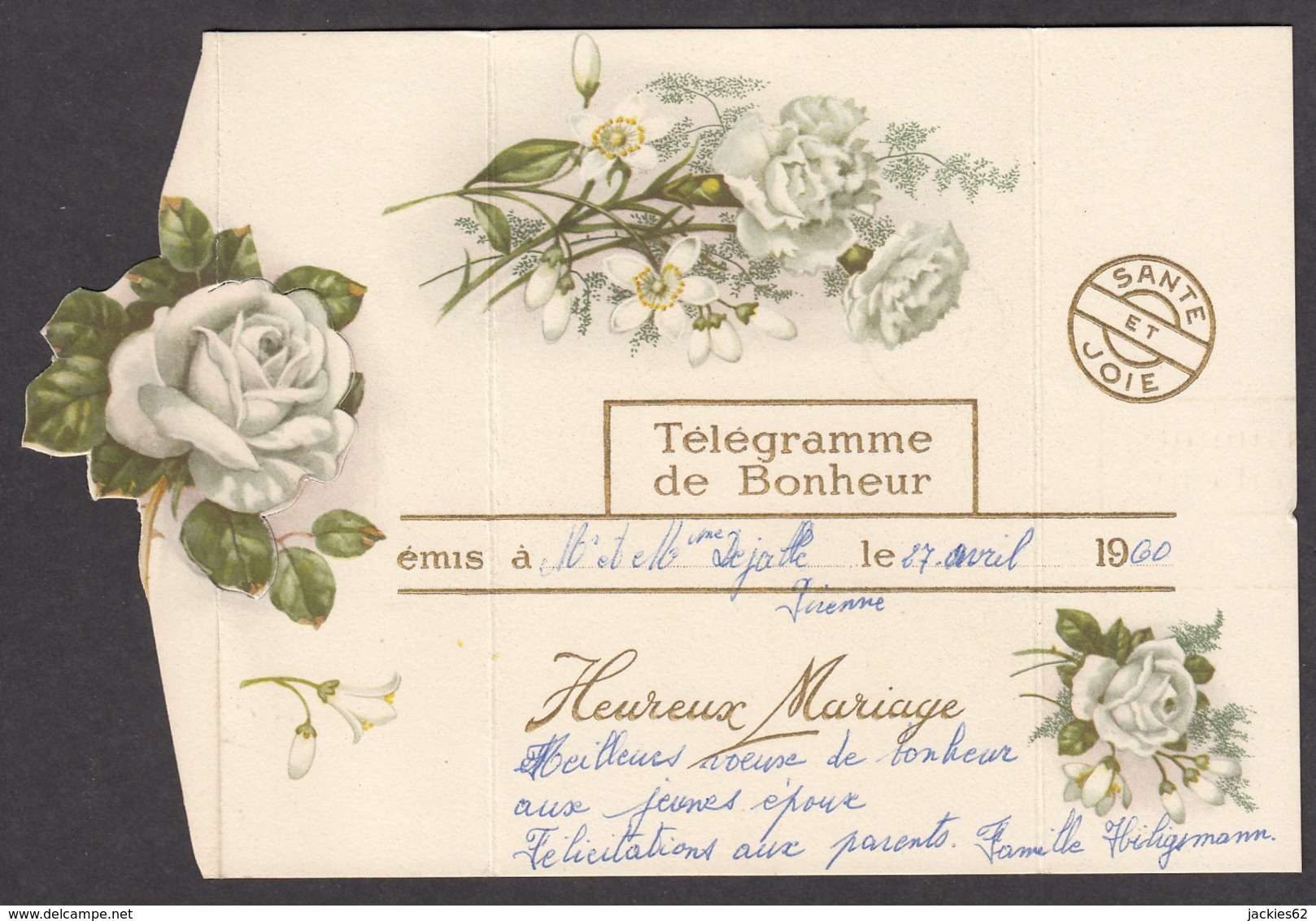 96772/ MARIAGE, Rose, Thème Télégramme - Altri & Non Classificati