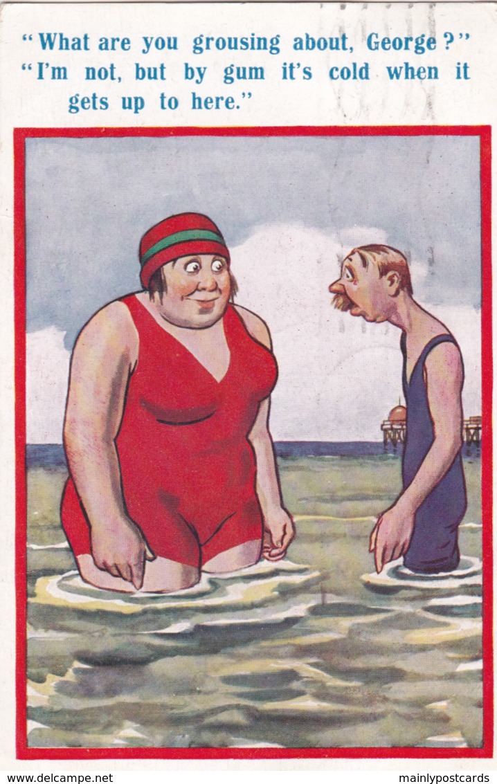 AP62 Comic/Humour - Couple In Cold Sea - Humour