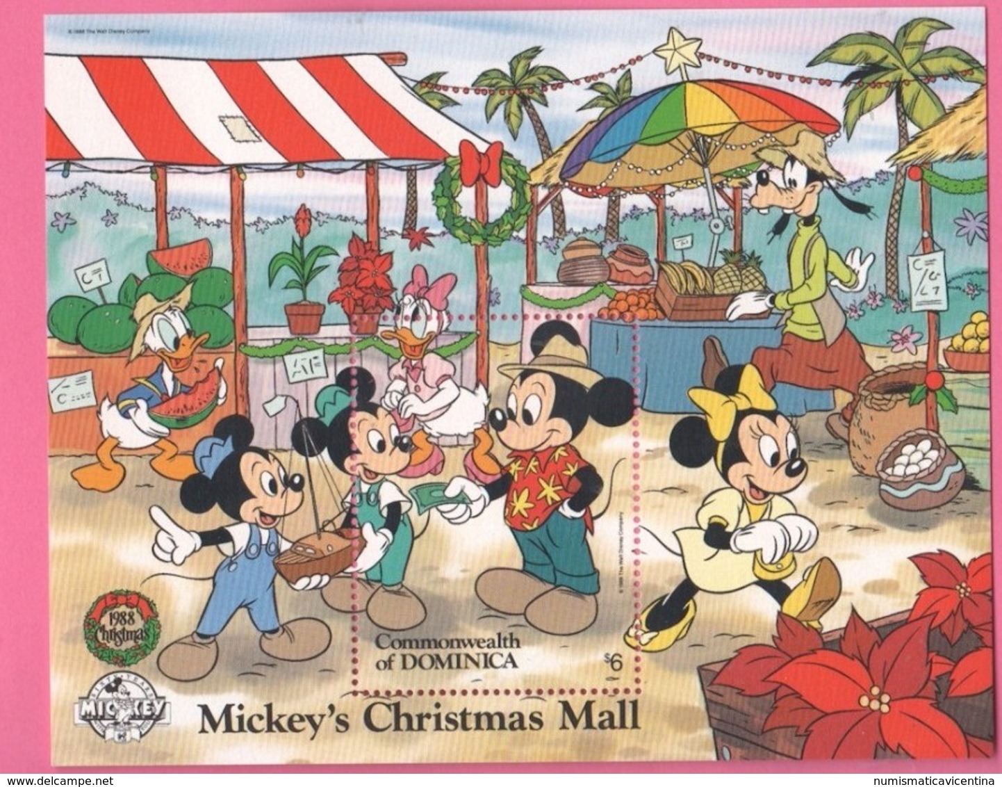 Disney DOMINICA Christmas Series 1988 - 6 $ SHEET MNH - Disney