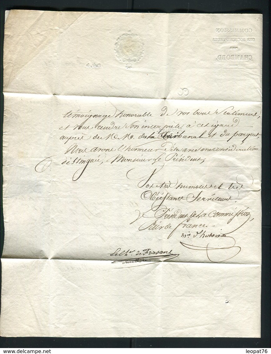 Griffe " Cons.er D'Etat Dire. G.al De L'Ad. Des Postes " Sur Lettre Avec Texte En 1821 ( Achat De Chambord ) - Réf AT 29 - 1801-1848: Precursors XIX