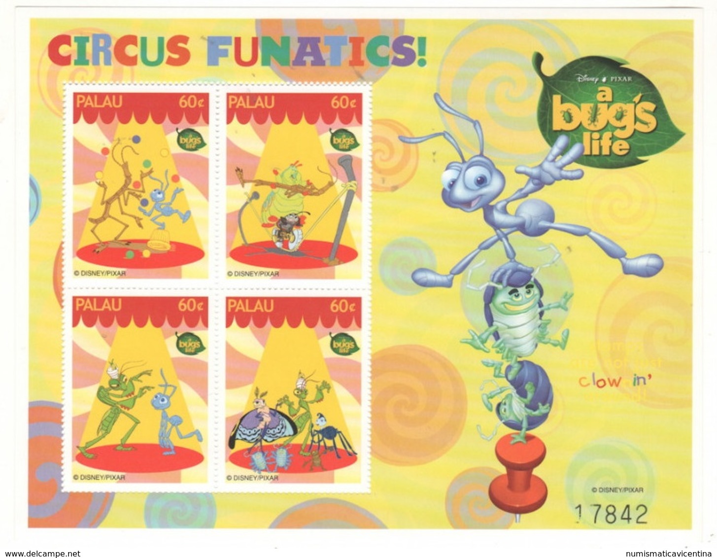 Disney Palau A Bug 's Life Series CIRCUS 60c SHEET MNH - Disney