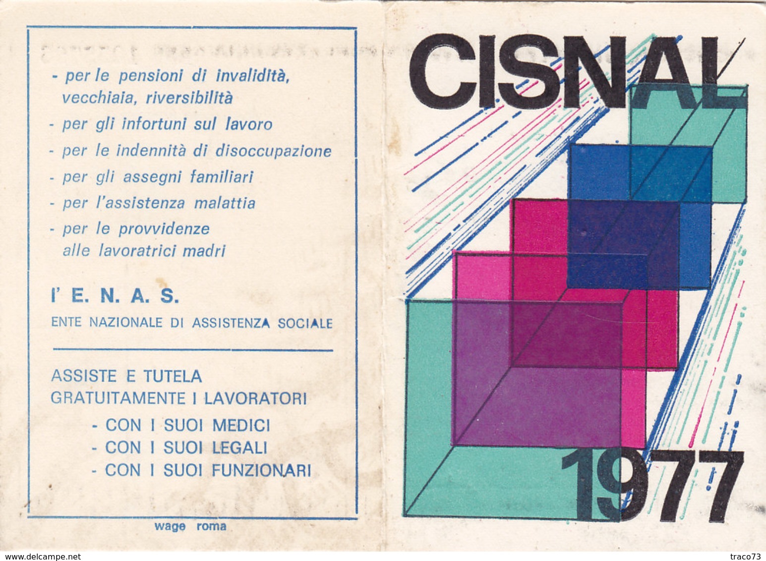 TESSERA- CISNAL / Unione Provinciale Del Lavoro _ 1977 - Documenti Storici