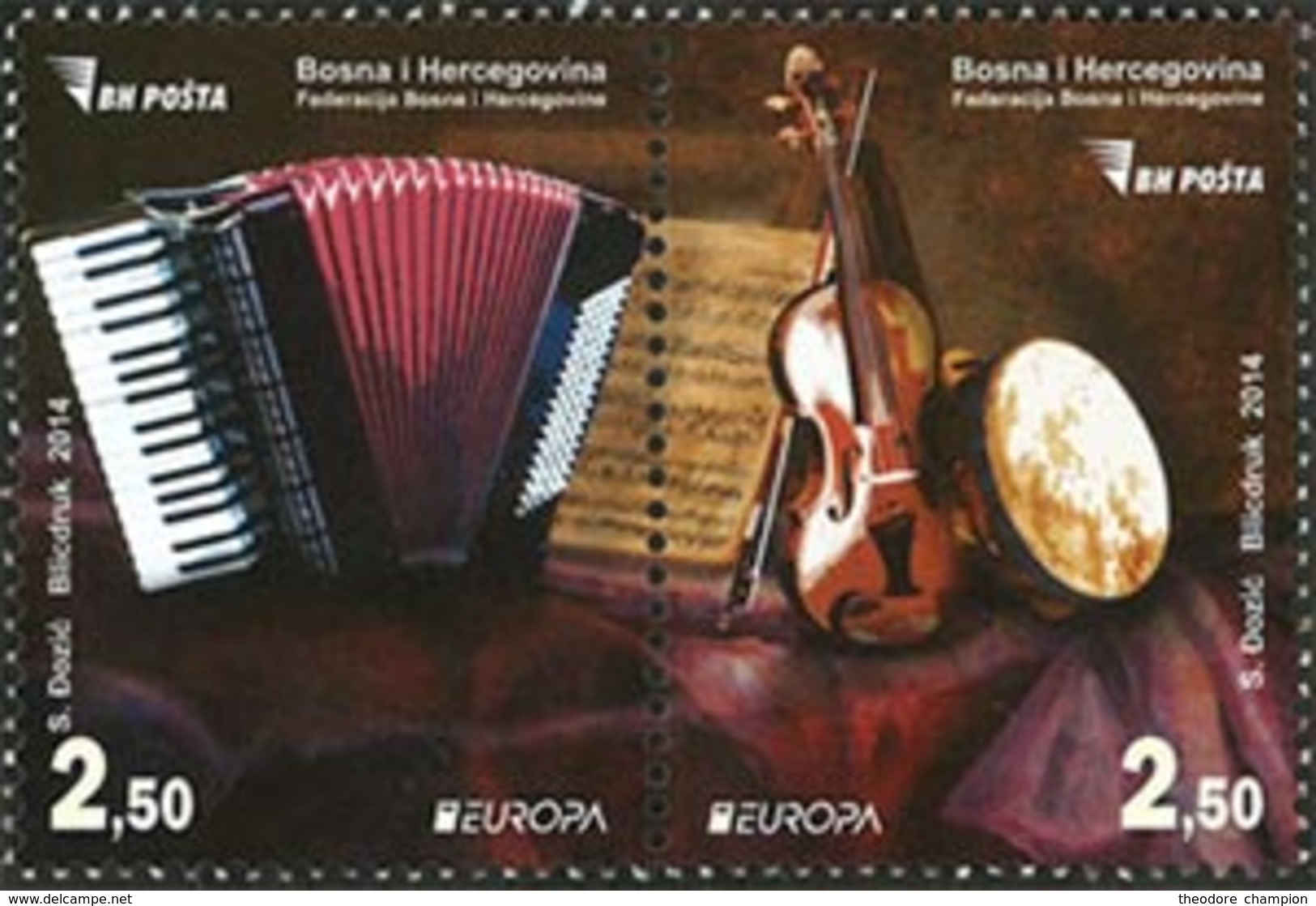 BOSNIE HERZEG. Europa 2014 2v Musique Neuf ** MNH - Bosnie-Herzegovine