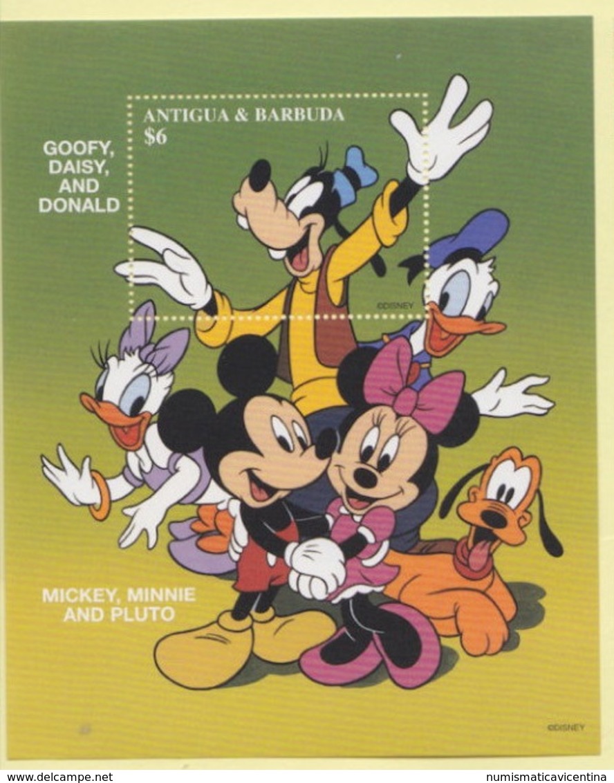 Paperino Topolino Pluto & Co. Disney Goffy Daisy Donald Minnie  Antigua & Barbuda 6 $ Series SHEET MNH - Disney