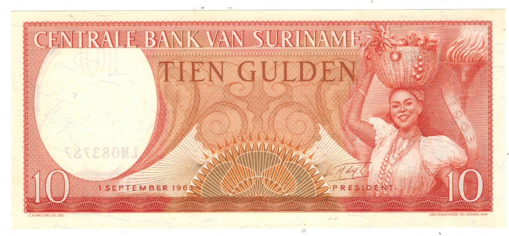 Suriname 10 Gulden 1963. UNC - Surinam