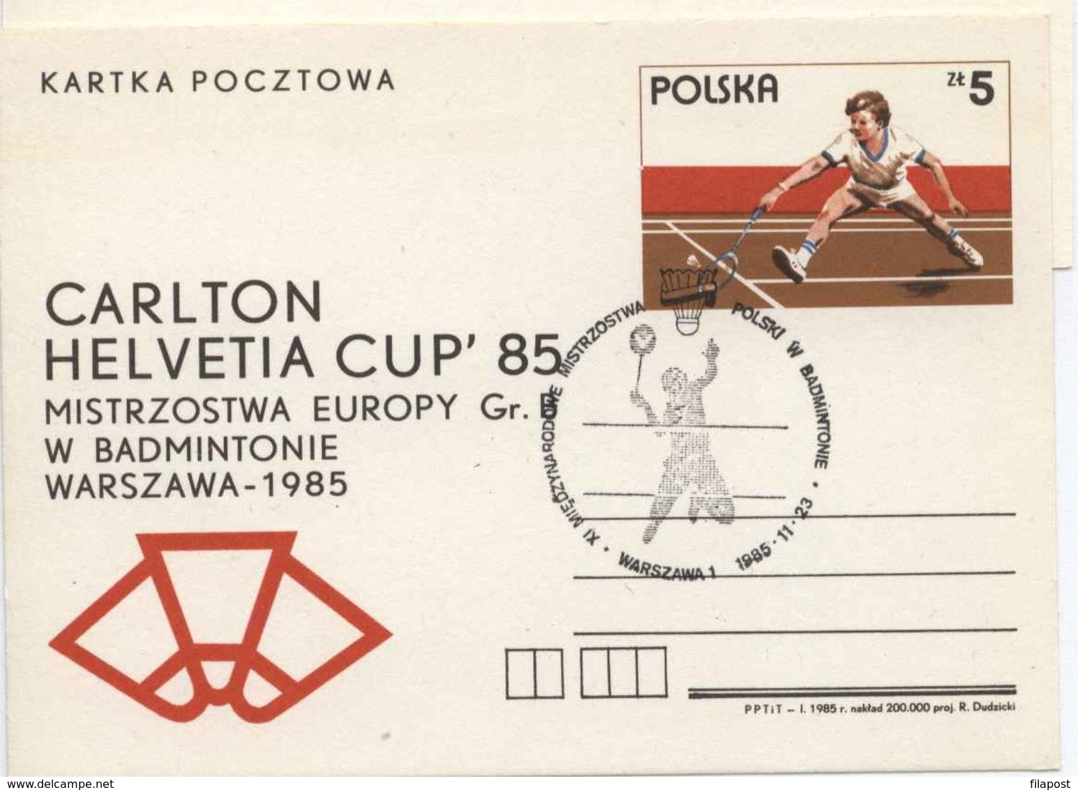 Poland 1985  Badminton Championship / Postal Stationery With Occasional Cancellation  H248 - Badminton