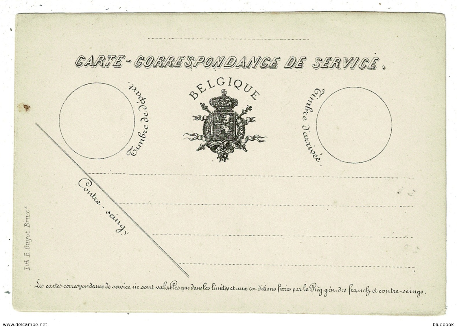 Ref 1311 - Belgium Belgian Military Postal Stationery Card - Carte Correspondance De Service - Autres & Non Classés