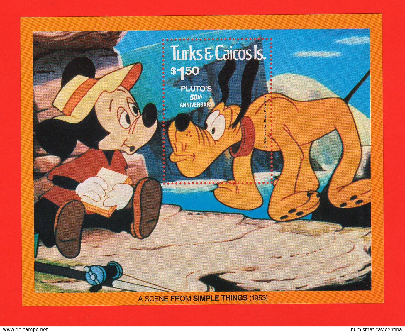 Pluto Topolino Pluto's & Michy Turks & Caicos Islands 1,50 $ SHEET MNH - Disney