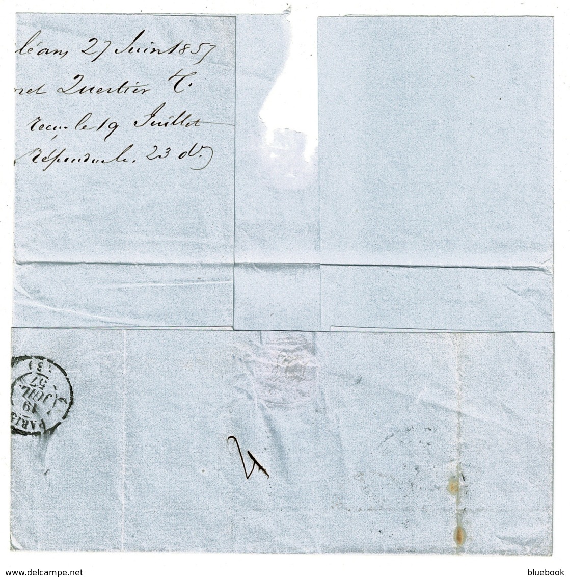 Ref 1311 - 1857 USA Cover - New Orleans To Paris Via New York & Liverpool - Some Great Marks - Postal History