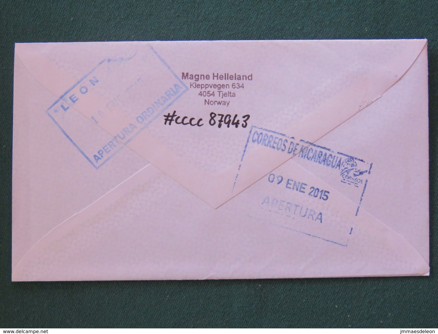 Norway 2014 Cover To Nicaragua - Geese Birds Cancel - Train - Covers & Documents