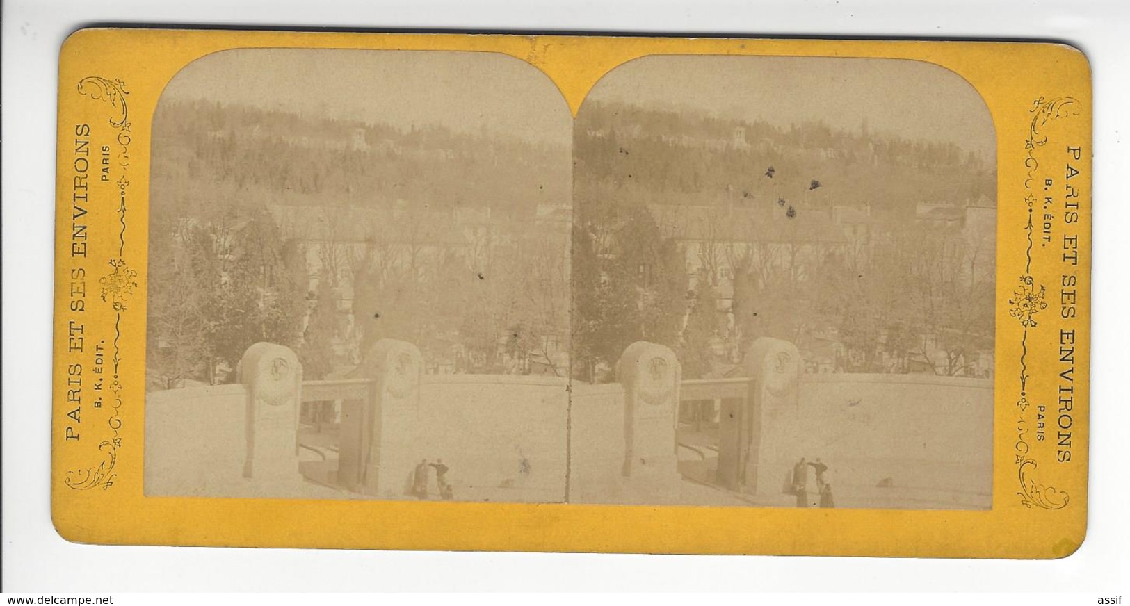 PARIS CIMETIERE DU PERE LACHAISE PHOTO STEREO CIRCA 1870 /FREE SHIPPING REGISTERED - Photos Stéréoscopiques