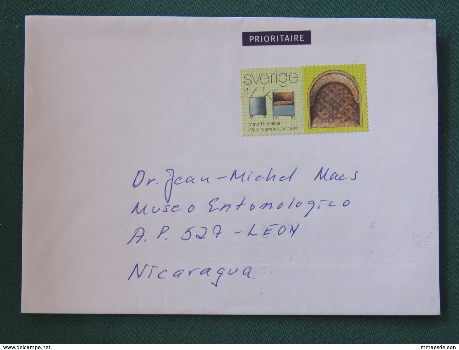 Sweden 2014 Cover To Nicaragua - Furniture Chair Seat - Lettres & Documents