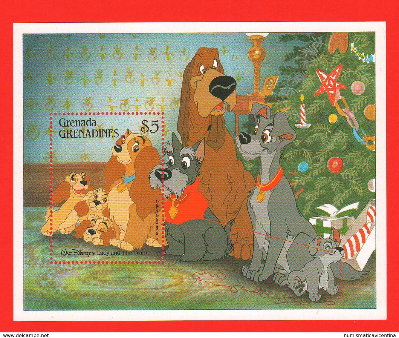 Lady And The Tramp Disney Grenada & Grenadines Series 5$ SHEET MNH - Disney