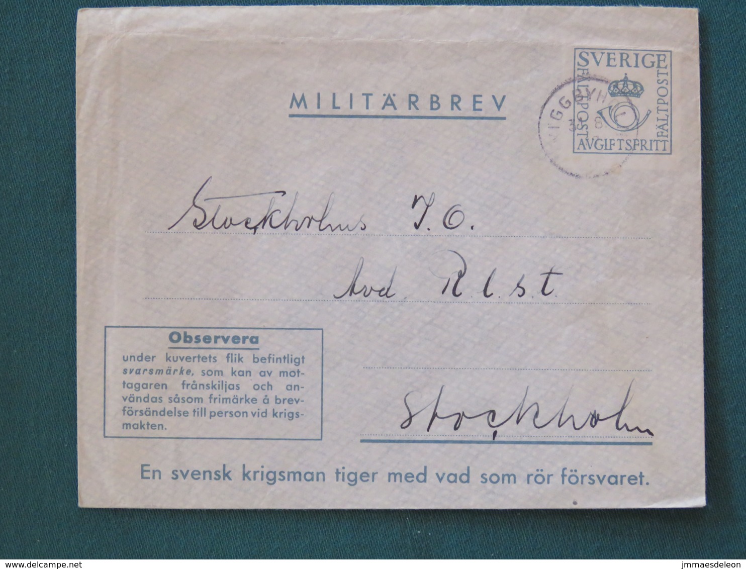 Sweden 1942 Military Army Cover Perhaps Sent From Germany - Militaire Zegels