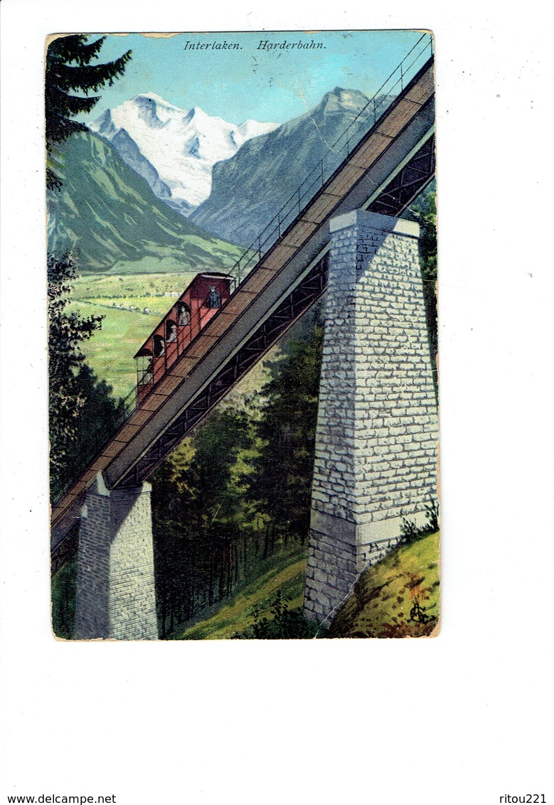 Cpa - Suisse - Interlaken - HARDERBAHN - Funiculaire - 1911 - N°1182 GABLER - Seilbahnen