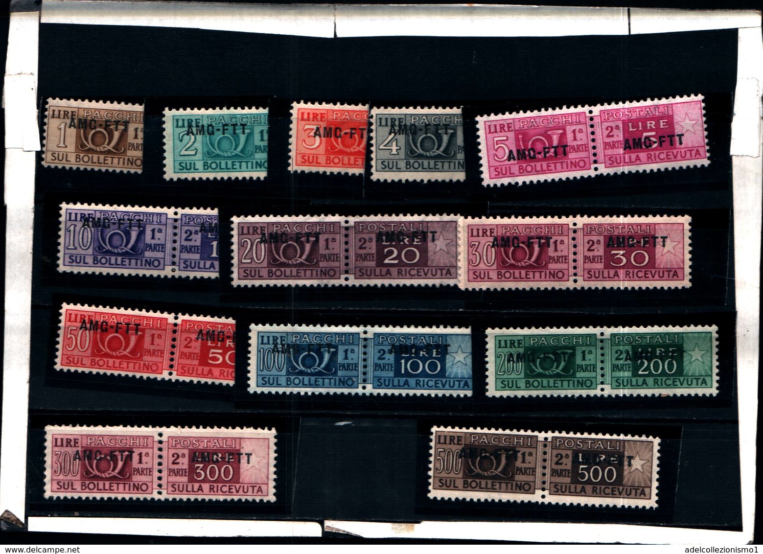 6263B) TRIESTE-Corno Di Posta, Soprastampa Su Una Riga - Pacchi Postali - 1949-SERIE COMPLETA-MNH** - Postal And Consigned Parcels