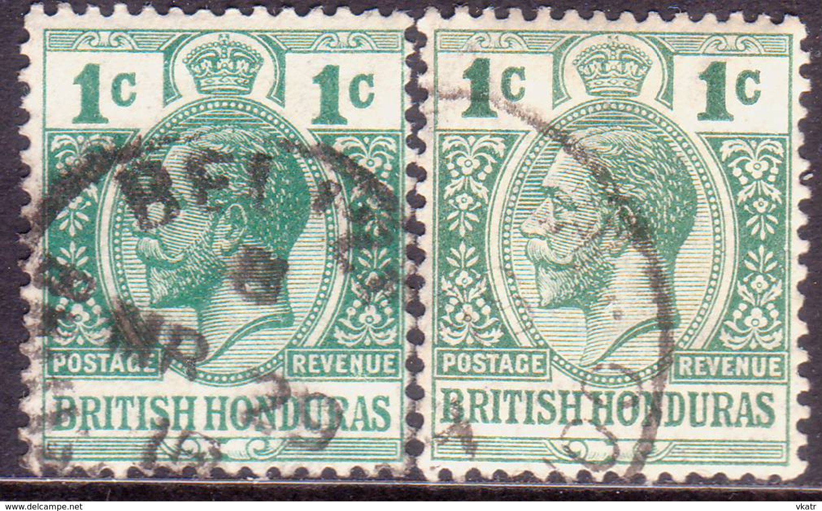 British Honduras 1913-17 SG #101,a 1c Both Shades Used Wmk Mult.Crown CA - British Honduras (...-1970)