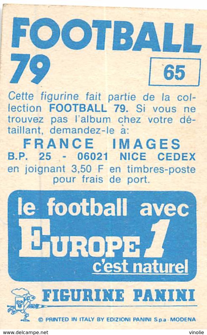 PIE.T.19-8042 : FOOTBALL 1979. IMAGE PANINI N° 65. LE LOSC DE LILLE. - Autres & Non Classés