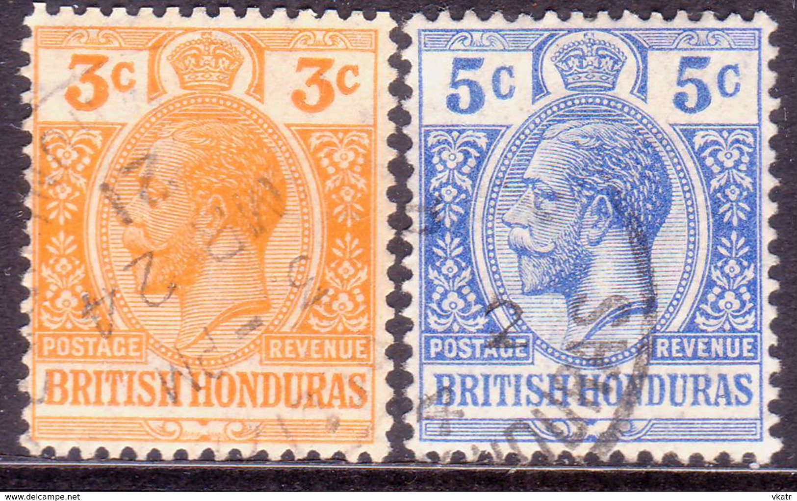 British Honduras 1913-17 SG #103,04 3c,5c Used Wmk Mult.Crown CA - British Honduras (...-1970)