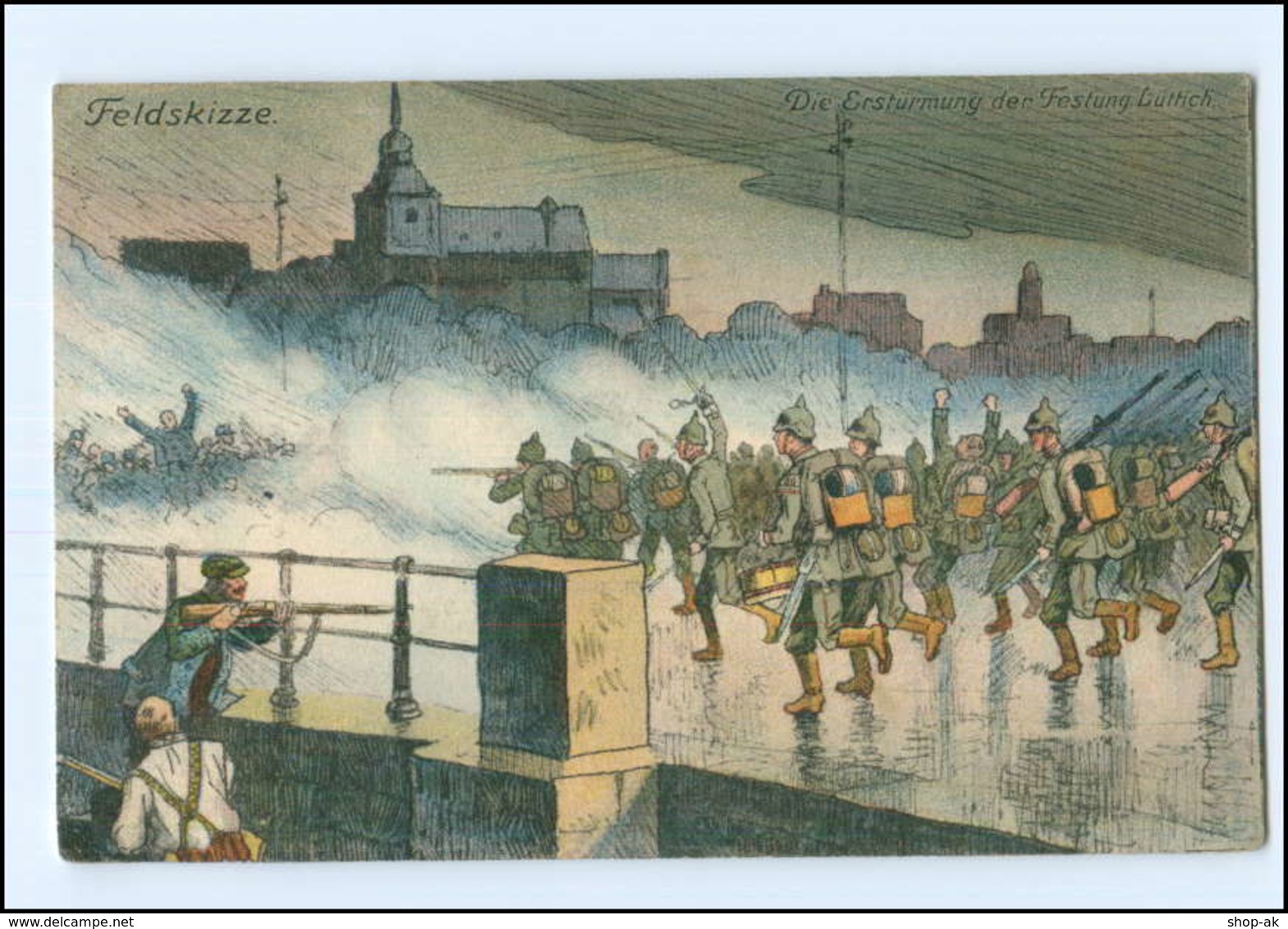 Y12217/ Erstürmung Der Festung Lüttich Belgien  Feldskizze 1. Weltkrieg AK 1914 - Guerre 1914-18