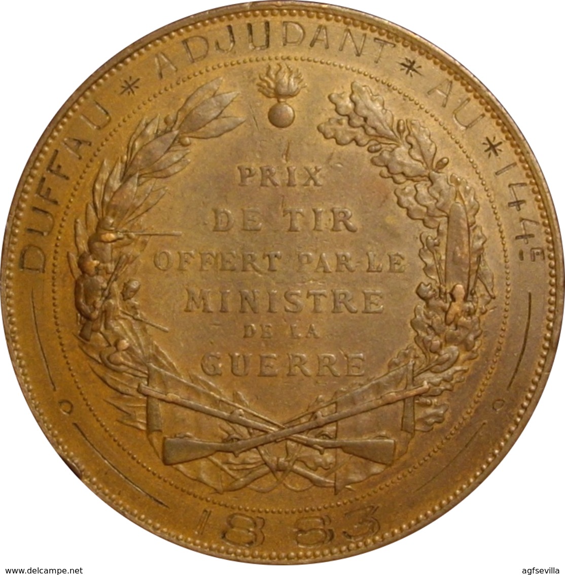 FRANCE. MÉDAILLE PRIX DE TIR OFFERT PAR LE MINISTRE DE LA GUERRE. 1.883 - Monarchia / Nobiltà