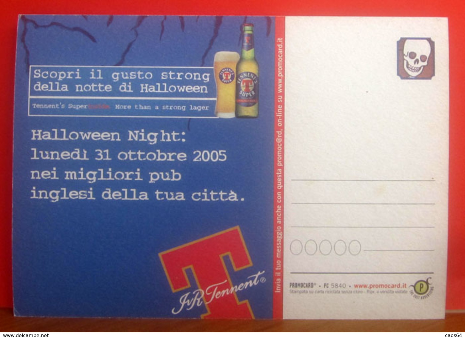 CENERENTOLA Halloween Night 2005 Birra Tennent's  Super Pubblicità Cartolina Promocard 5840 - Pubblicitari