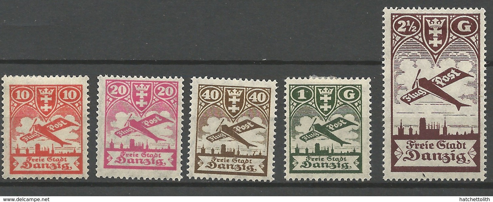 Danzig 1924 Mi.Nr.: 202-06 Air Mail Issue Mint Hinged X - Other & Unclassified