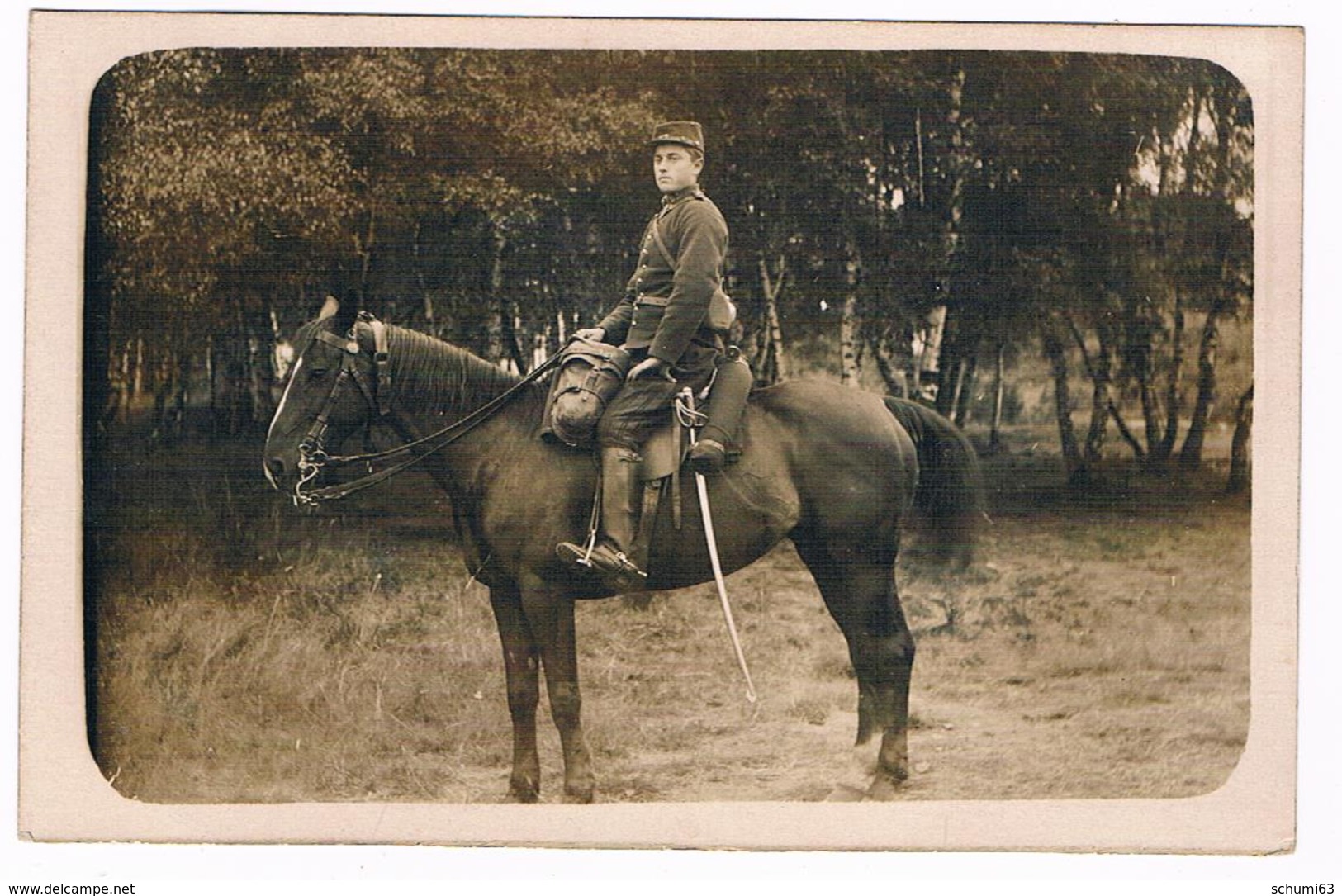 SUPERBE CARTE PHOTO - MILITAIRE SUR SON CHEVAL Avec Son SABRE  En TENUE De CAMPAGNE  - 6267   MZL - Personen