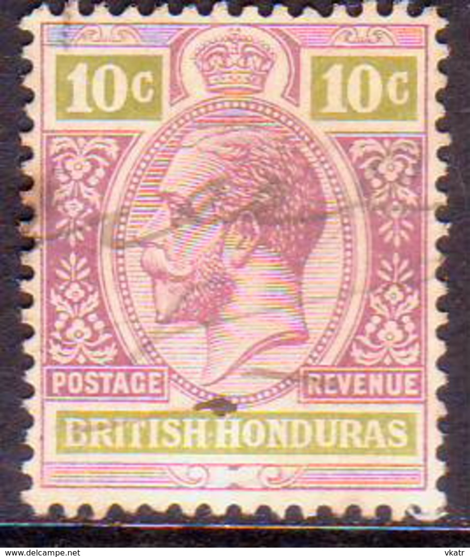 British Honduras 1913 SG #105 10c Used Wmk Mult.Crown CA Dull Purple And Yellow-green CV £6.50 - British Honduras (...-1970)