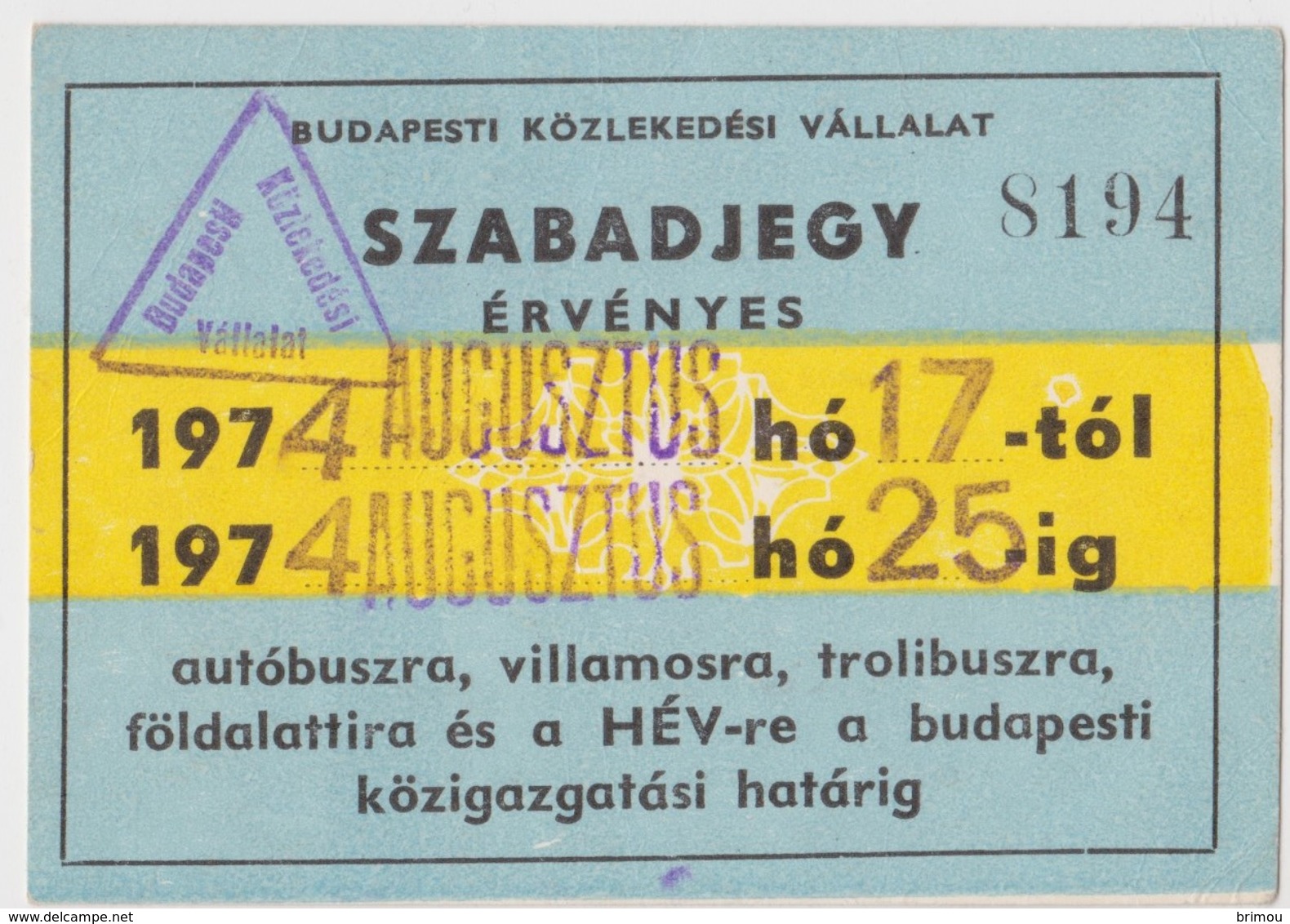 Budapest, Ticket De Transport. - Europe