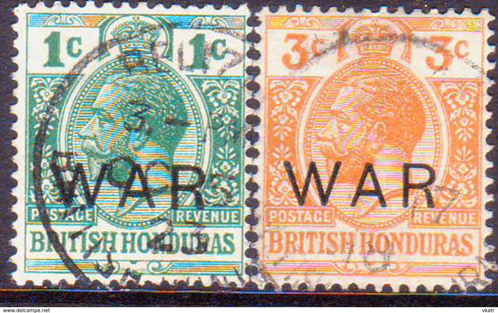 British Honduras 1918 SG #119-120 Compl.set Used Optd WAR - British Honduras (...-1970)