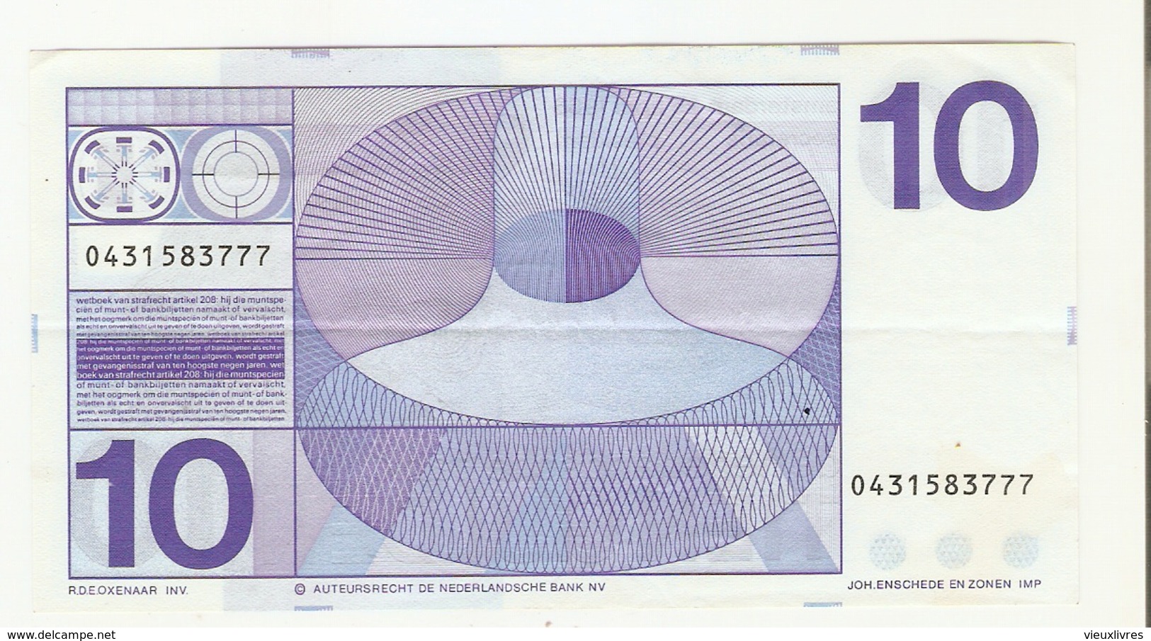 Pays-Bas Billet De Banque 10 Florins Se Terminant Par 777  Tien Gulden 1968 Bank-note Netherland Nederlands - 10 Gulden