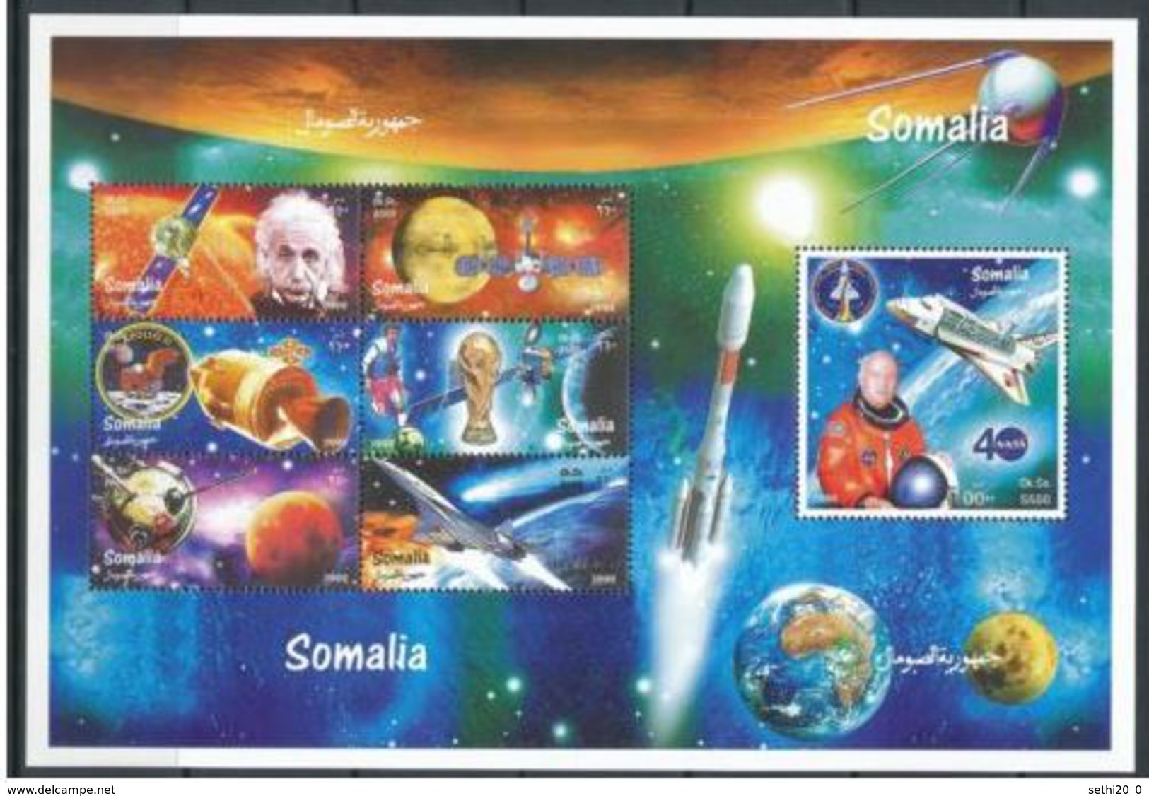 Somalie Space  Albert EINSTEIN  Football Concorde Sheetlet - Albert Einstein