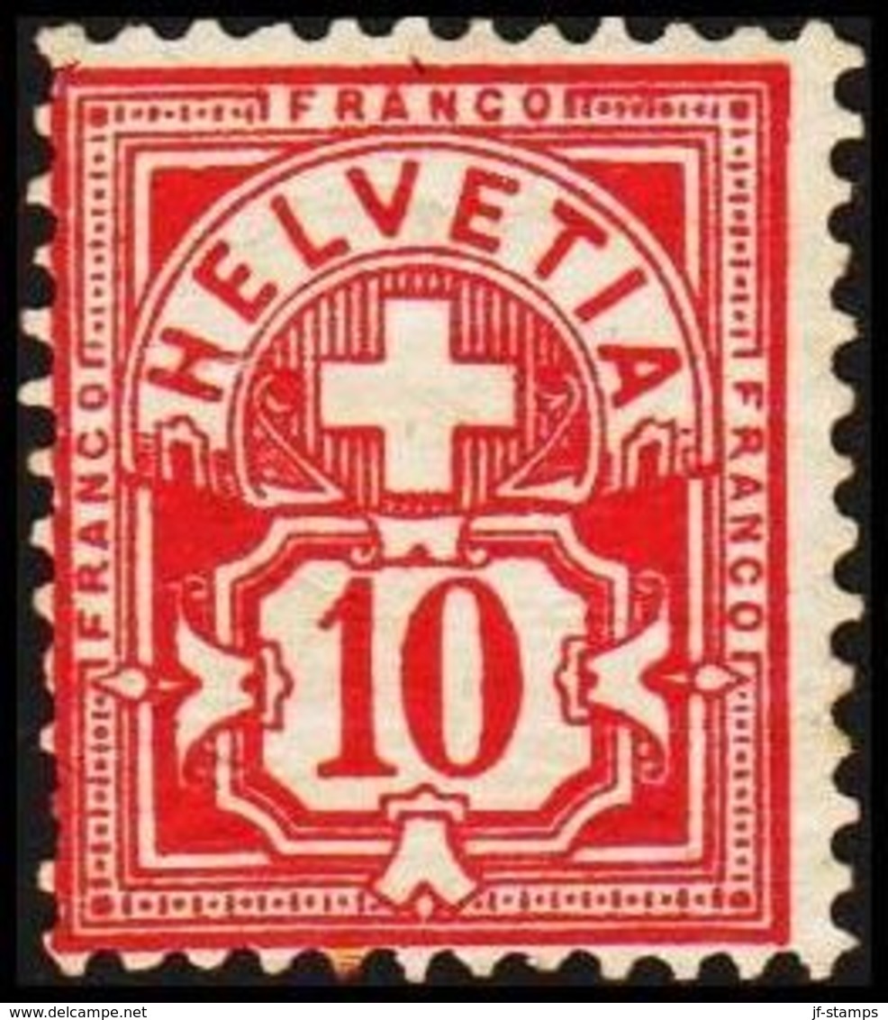 1882. Eidgen. Kreuz. Faser Papier.  10 C.  () - JF303254 - Ungebraucht