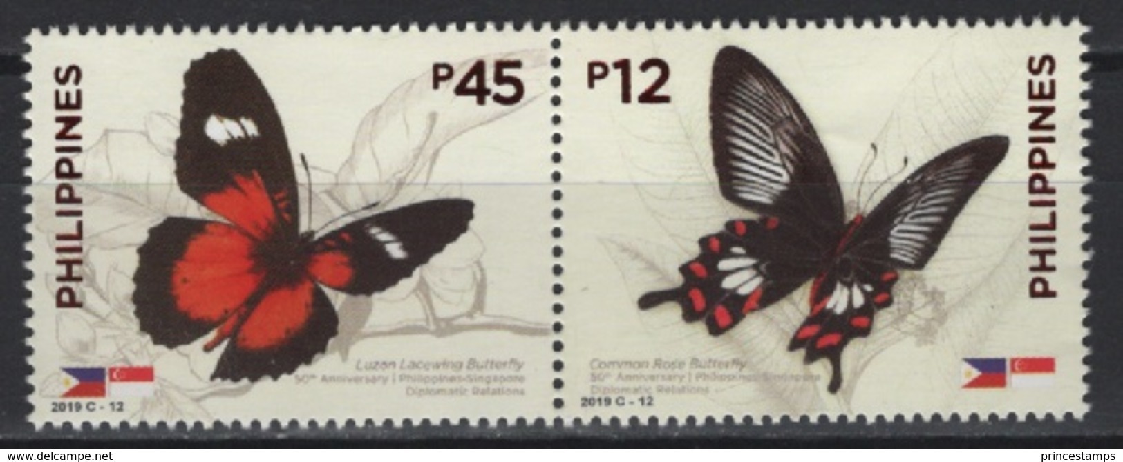 Philippines (2019) - Set -  /  Joint Issue With Singapore - Butterflies - Butterfly - Papillon - Vlinders - Schmetterlinge