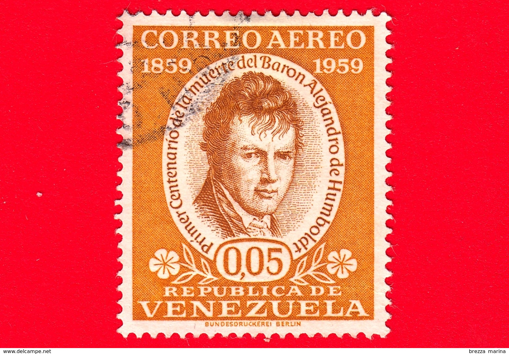 VENEZUELA - Usato - 1960 - 100 Anni Della Morte Di Alexander Von Humboldt (1959) - 0.05 P. Aerea - Venezuela