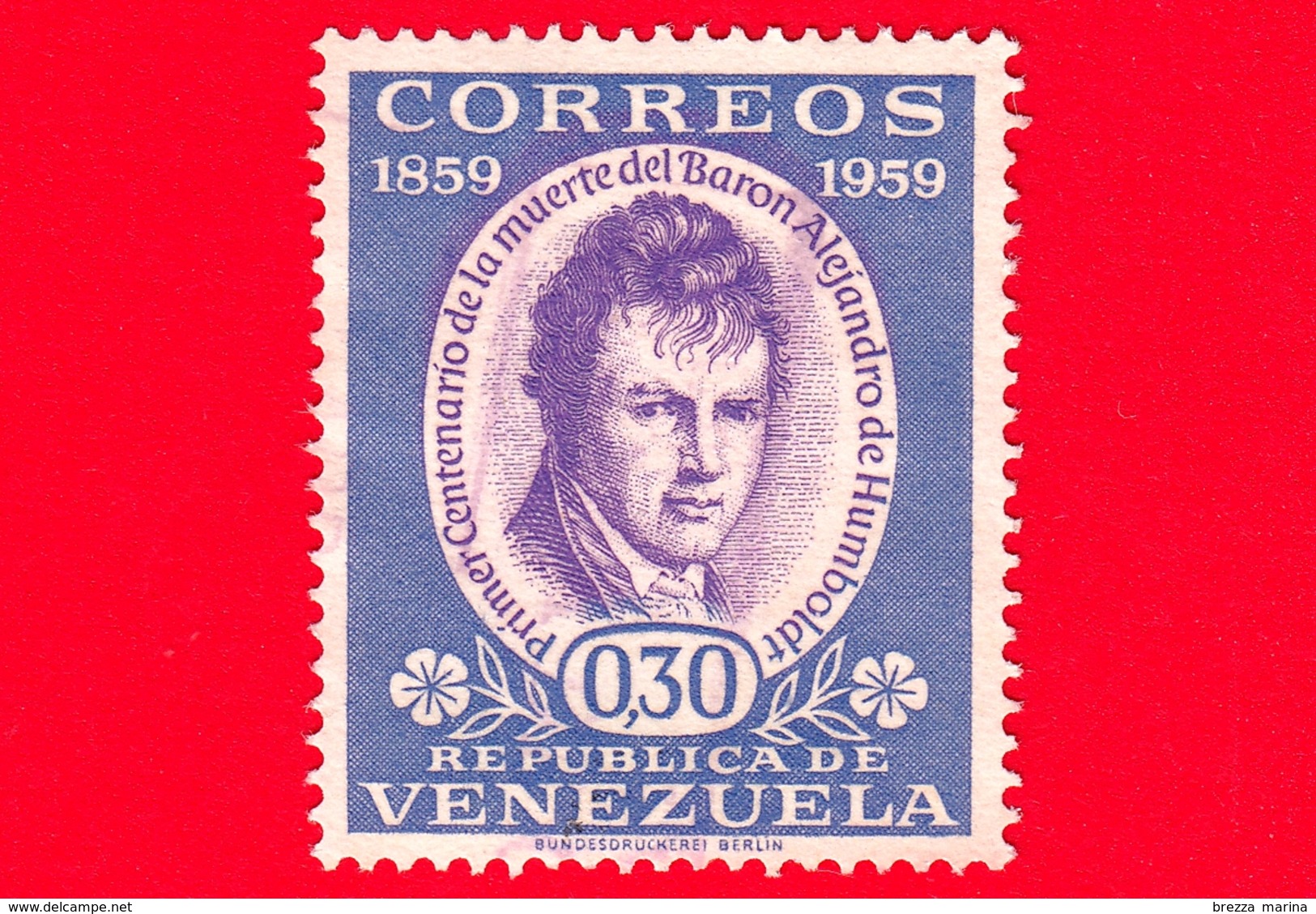 VENEZUELA - Usato - 1960 - 100 Anni Della Morte Di Alexander Von Humboldt (1959) - 0.30 - Venezuela