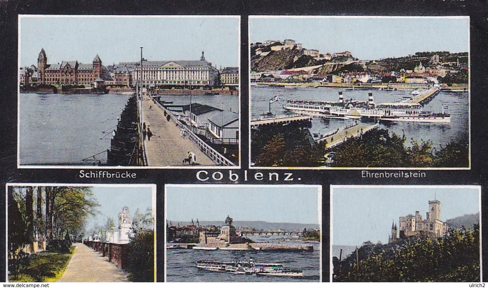 AK Koblenz Coblenz - Mehrbildkarte - Schiffbrücke Ehrenbreitstein Rheinanlagen Stolzenfels - 1914 (42751) - Koblenz