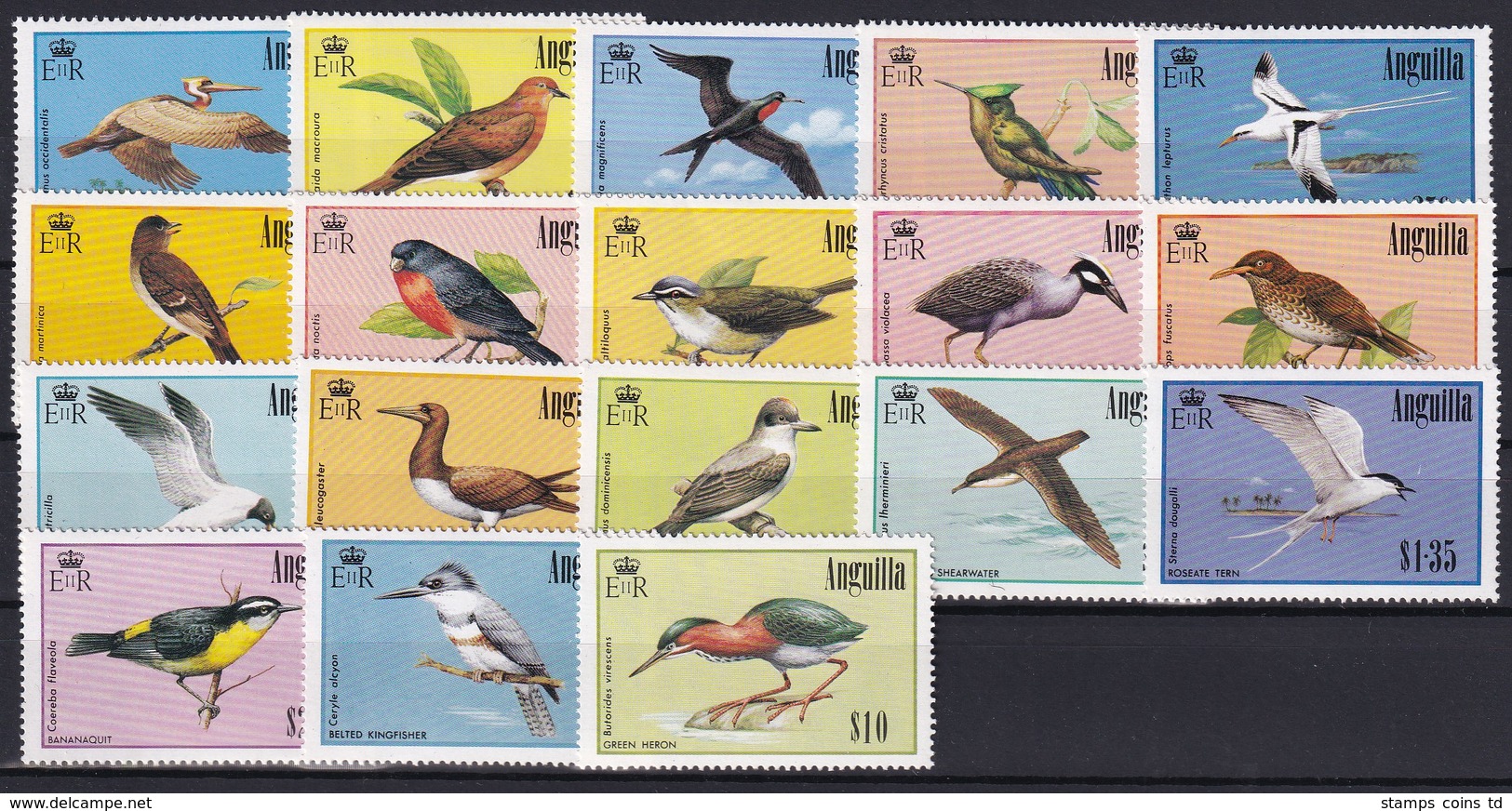 Anguilla 1985 Mi.-Nr. 644-660 Satz Postfrisch ** / MNH Vögel  - Anguilla (1968-...)