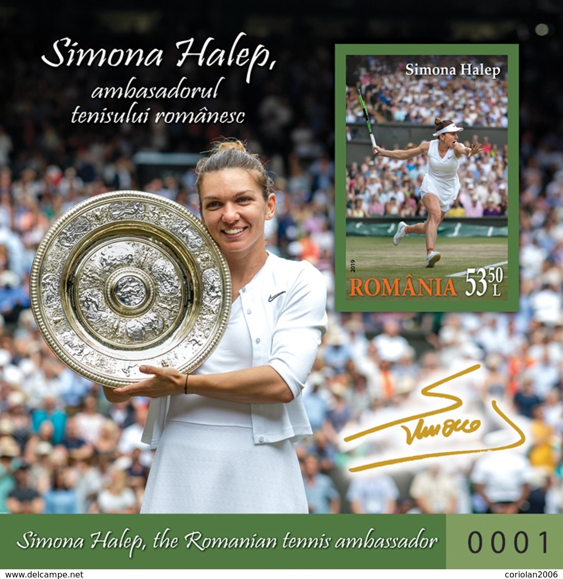 Romania 2019 / Simona Halep / Imperforated S/S - Tennis