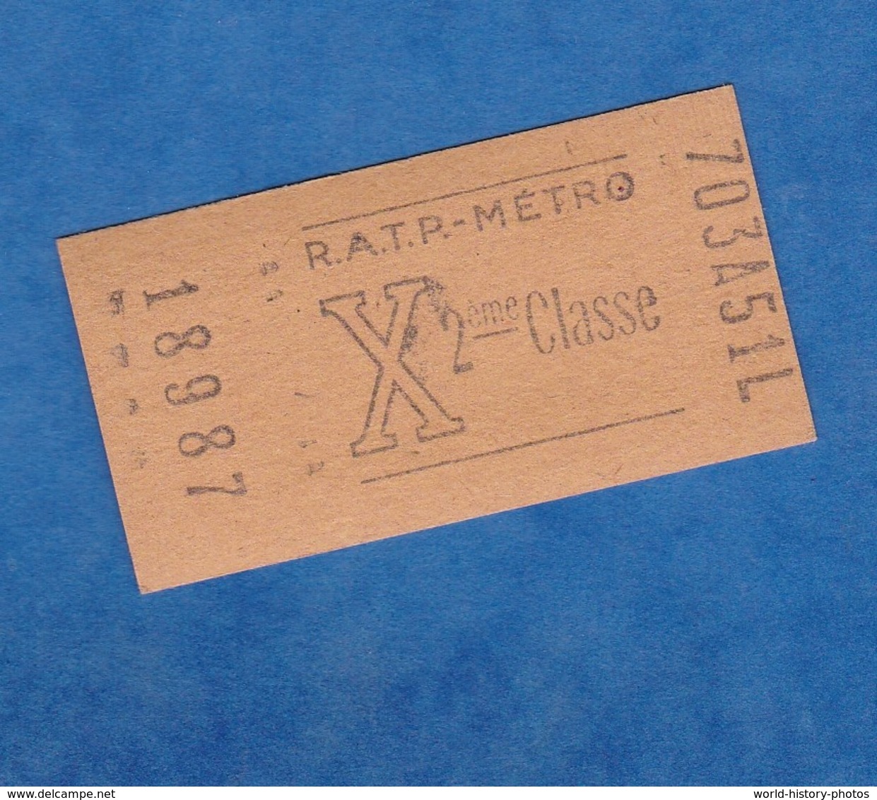 Ticket Ancien RATP / Métro - X - 703A51L - 2ème Classe - N° 18987 - Métropolitain - Paris - Ohne Zuordnung